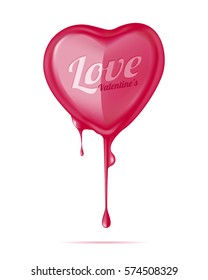 Pink heart shape with the text "Love Valentine's", illustration design.