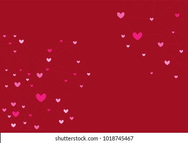 pink heart shape vector background, love and valentine day concept, relationship of man, space for text or message design