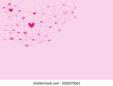 pink heart shape vector background, love and valentine day concept, relationship of man, space for text or message design