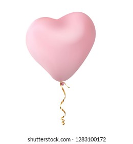 pink heart shaped ball gold thread on white background