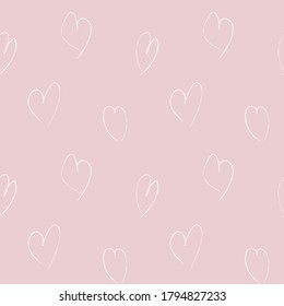 Pink Heart shaped brush stroke seamless pattern background for fashion textiles, graphics