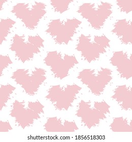 Pink Heart shaped brush stroke seamless pattern background for fashion textiles, graphics