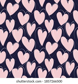 Pink Heart shaped brush stroke seamless pattern background for fashion textiles, graphics