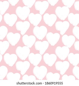 Pink Heart shaped brush stroke seamless pattern background for fashion textiles, graphics