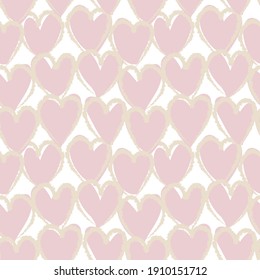 Pink Heart shaped brush stroke seamless pattern background for fashion textiles, graphics