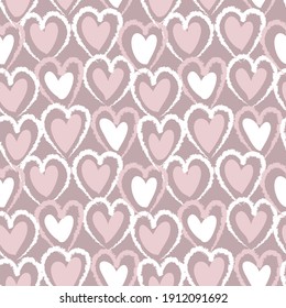 Pink Heart shaped brush stroke seamless pattern background for fashion textiles, graphics