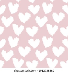 Pink Heart shaped brush stroke seamless pattern background for fashion textiles, graphics