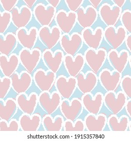 Pink Heart shaped brush stroke seamless pattern background for fashion textiles, graphics