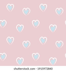 Pink Heart shaped brush stroke seamless pattern background for fashion textiles, graphics