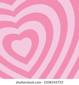 Pink Heart Shaped Concentric Stripes Background Banner. Romantic Backdrop for Specials, Social Media and Design, Square Composition 