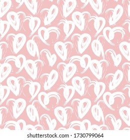 Pink Heart shaped Valentine’s Day seamless pattern background for fashion textiles, graphics