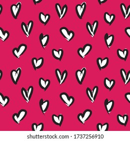 Pink Heart shaped Valentine’s Day seamless pattern background for fashion textiles, graphics