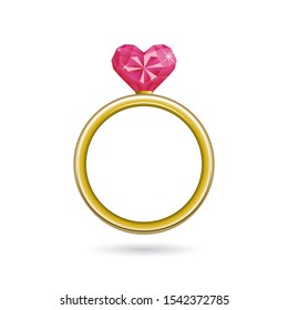 Pink heart shaped diamond ring
