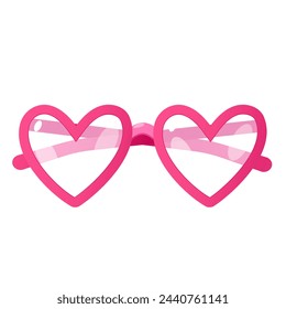 Pink heart shaped eyeglasses isolated on a white background.