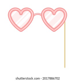 Pink Heart Shaped Eyeglasses as Party Birthday Photo Booth Prop Vector Illustration