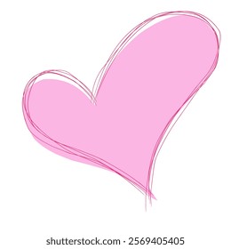 pink heart shaped illustration framed by red brush strokes on a white background