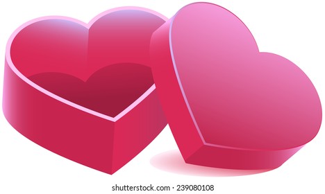 Pink heart shaped open box. Illustration in vector format