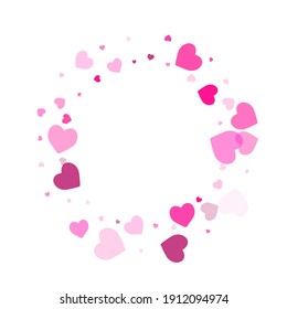 Pink heart shapes background. Friendship symbols. Romantic modern hearts scatter wallpaper. International Women's Day banner backdrop.