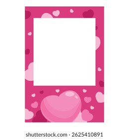 Pink heart shapes forming a border around a white square on a pink background