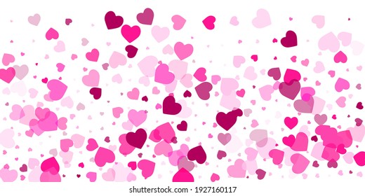 Pink heart shapes pattern. Love concept. Romantic modern hearts scatter design. Mother's Day banner background.