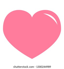 Pink heart shining icon. Happy Valentines day sign symbol simple template. Cute graphic object. Love greeting card. Flat design style. Isolated. White background. Vector illustration