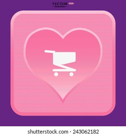 pink heart, Shopping basket , vector illustration, EPS 10