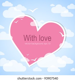 Pink heart in the sky. Vector
