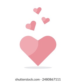 Pink heart with smaller hearts isolated on white background. Flat design, EPS10 