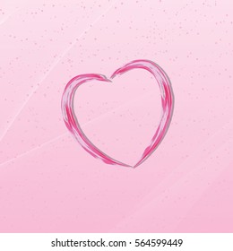 pink heart, snow falling, decorative heart valentine day. brush stroke heart beautiful background vector illustration. use for cards