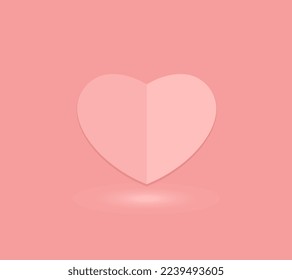 A pink heart in soft pastel color heart shape design on black background, use for cosmetic product display and valentines concepts. Elements for valentine day festival design.