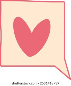 Corazón rosa en la burbuja del habla
