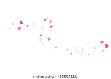 Pink heart and stars particle simple decoration. Vector illustration.