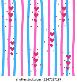 Pink Heart And Stripes Valantine Pattern Background