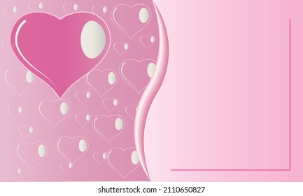 Pink heart surrounded by transparent hearts with text space