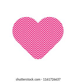 Pink heart symbol vector on white background.