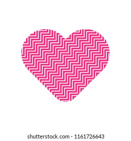 Pink heart symbol vector on white background.