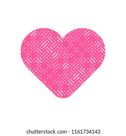 Pink heart symbol vector on white background.