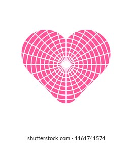 Pink heart symbol vector on white background.