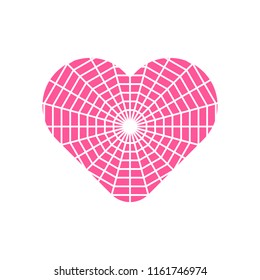 Pink heart symbol vector on white background.