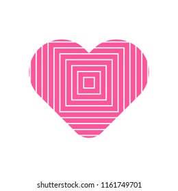 Pink heart symbol vector on white background.