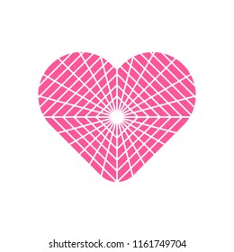 Pink heart symbol vector on white background.