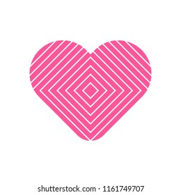 Pink heart symbol vector on white background.
