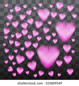 pink heart transparent graphic template. vector illustration  for your designs: poster,print, invitation, greeting card.