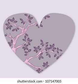Pink heart with a tree inside