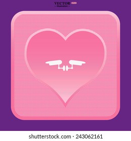 pink heart, Two surveillance cameras, vector illustration, EPS 10
