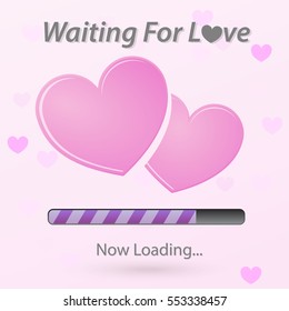 pink heart for valentine day. vector concept waiting for love
