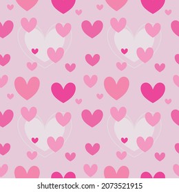 Pink heart valentine seamless pattern