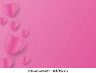 Pink heart valentines day love pink art paper pink heart shape ,illustrator