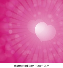 Pink  heart Valentines day . Vector.