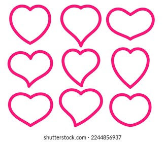 Pink Heart with Variant Outline Shapes